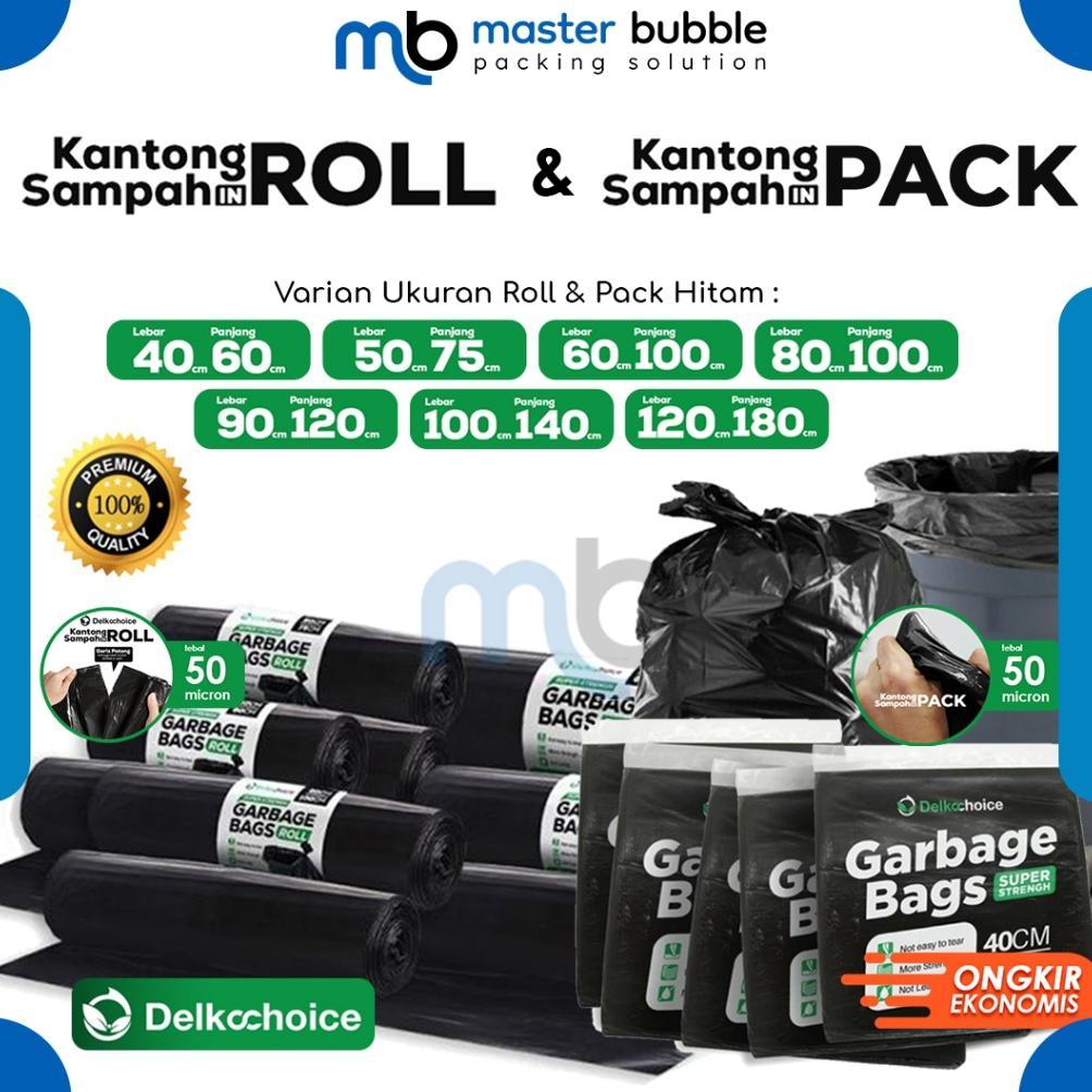 Kantong Kresek Plastik Sampah Roll & Pack Hitam / Trash Bag / Garbage Bags Tebal Delkochoice