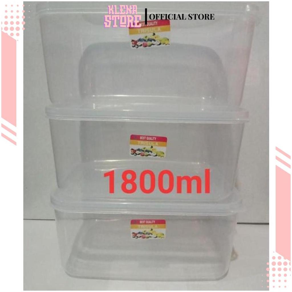 Toples Segi Plastik Bening 1800ml Kotak Makanan Sale