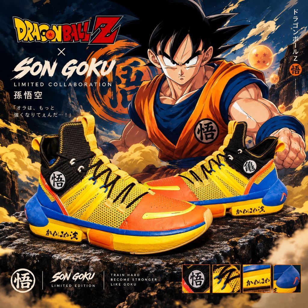 sepatu basket second A nta x Dragon Ball Goku size 44,5 insol 28,5 cm