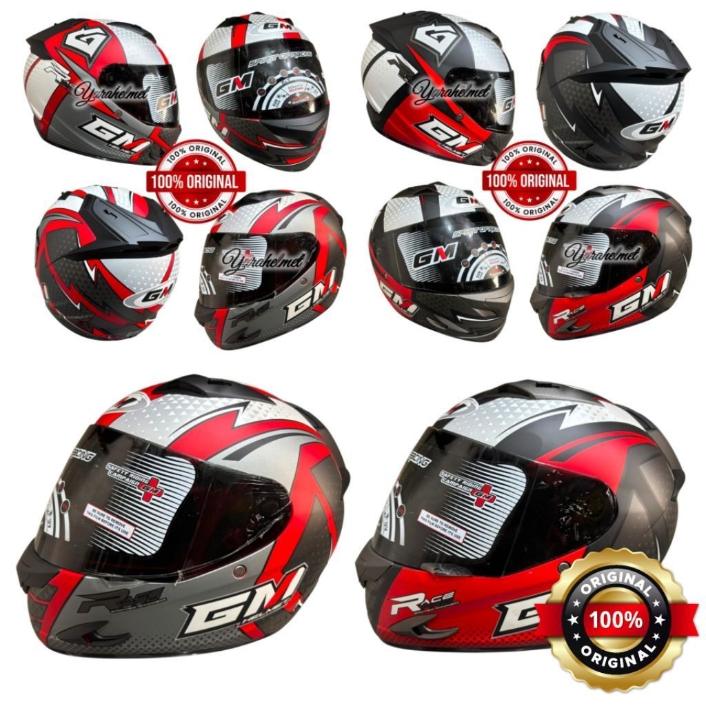 Helm GM RACE PRO HELM FULL FACE GM Helm Gm Race Pro motif Flash ORIGINAL SNI