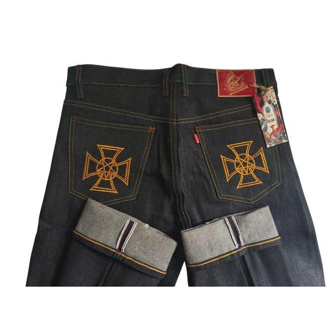 Evolution Ferox Celana Jeans Pria Raw Denim Selvedge 14 Oz Premium Straight