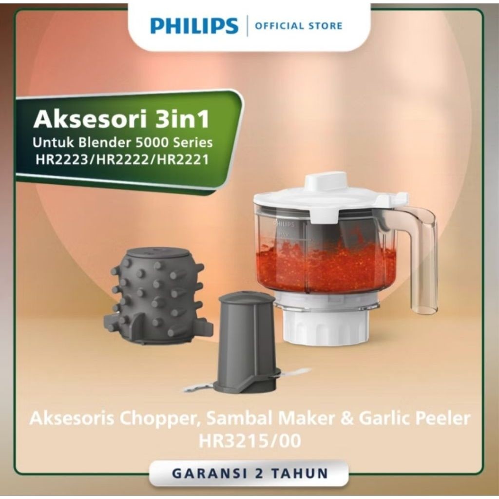 Preloved PHILIPS Aksesoris Chopper Sambal Maker Garlic Peeler HR3215/00 3in1 Blender 5000 Series
