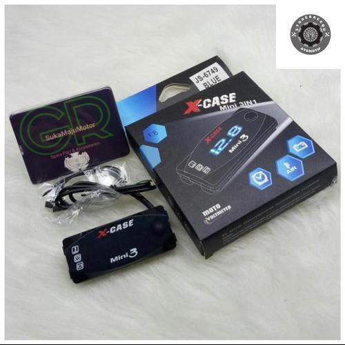 Volt Meter Motor Digital 3in1 Accu Aki,Jam & Temperature
