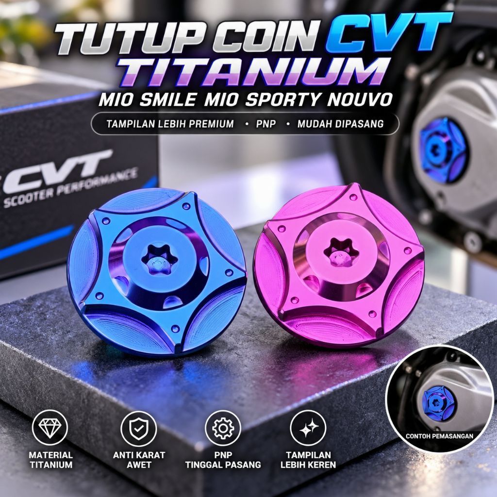 TUTUP COIN CVT TITANIUM MIO SMILE MIO SPORTY NOUVO