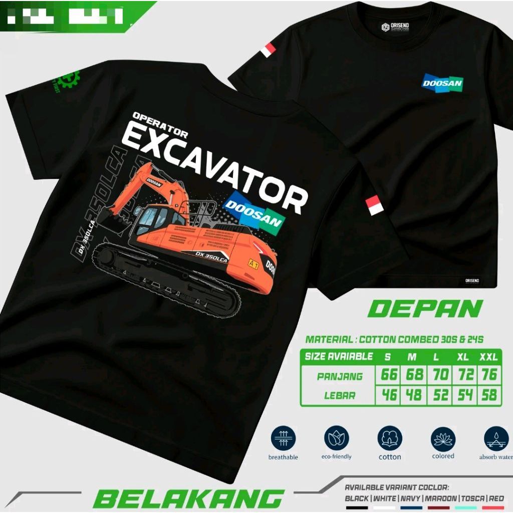 Kaos OPERATOR EXCAVATOR DOOSAN Kaos Distro Viral Ternyaman Kaos Unisex Viral
