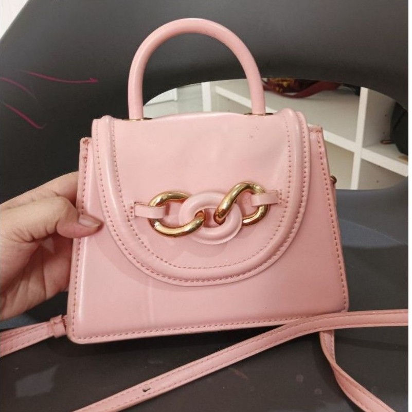 Zara Mini City Bag Pink Preloved Polyurethane/Mini Sling Bag