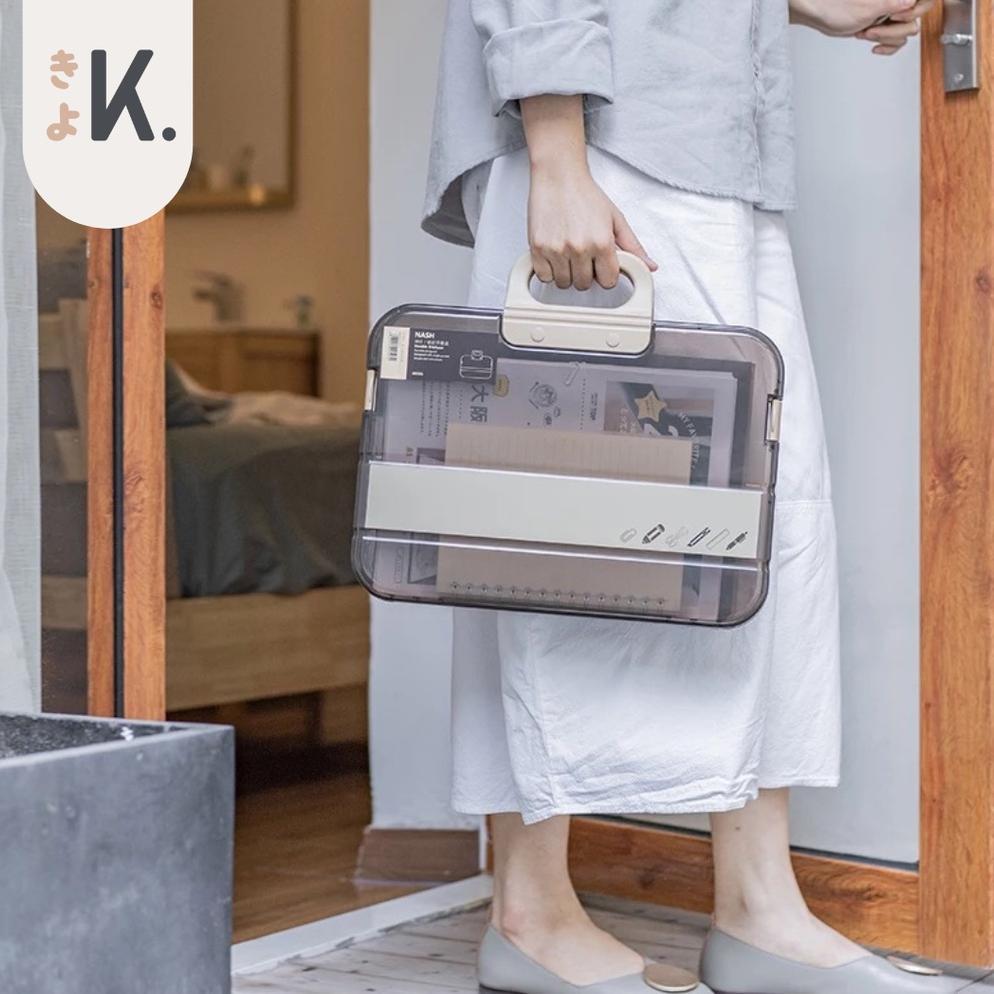KYO Paper Organizer Box File Document Bag Hardcase Paper Folder Bag A4 Stationery Storage Murah