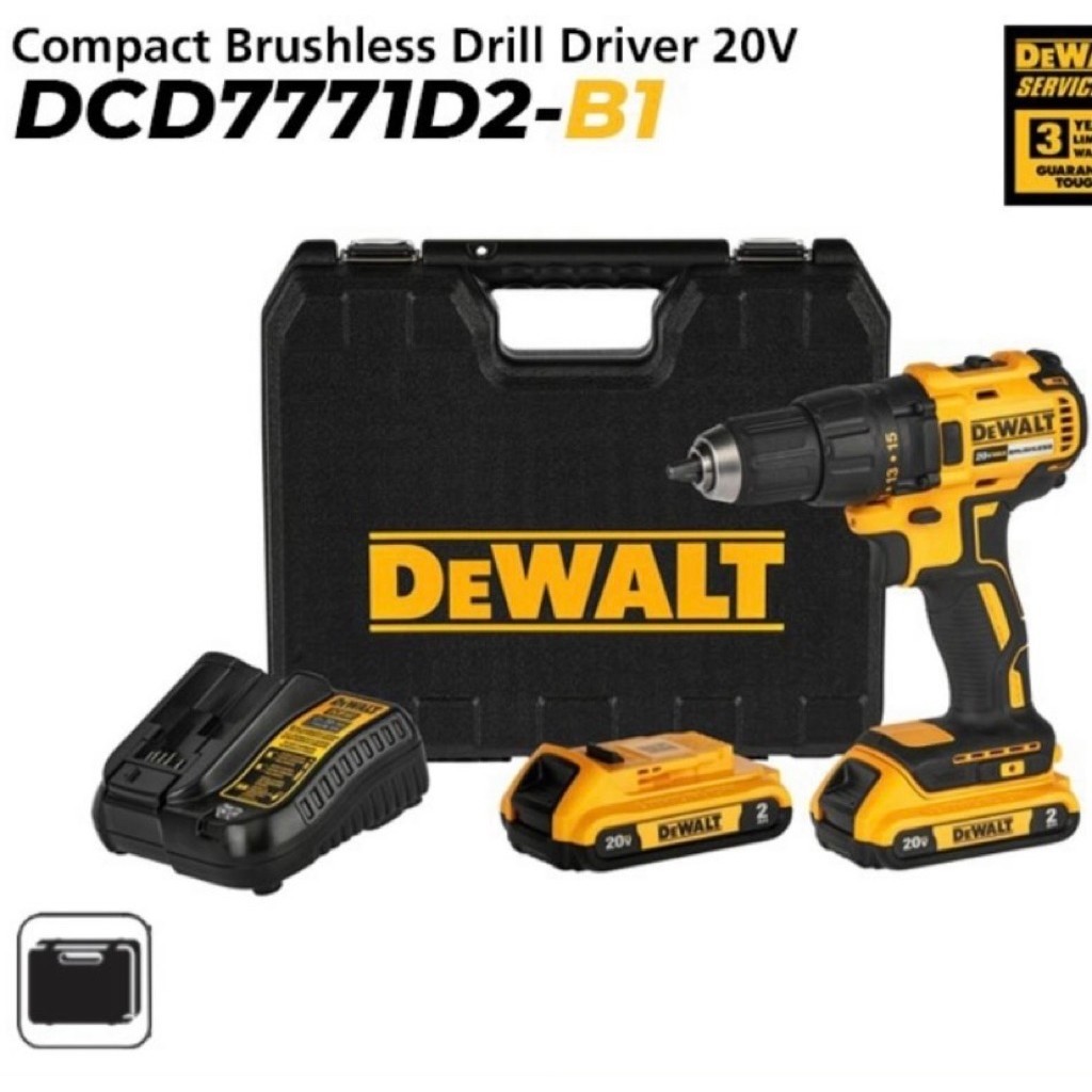 Mesin Bor Obeng Baterai Cordless DEWALT DCD7771D2 20V Brushless Drill Driver DCD7771 Battery