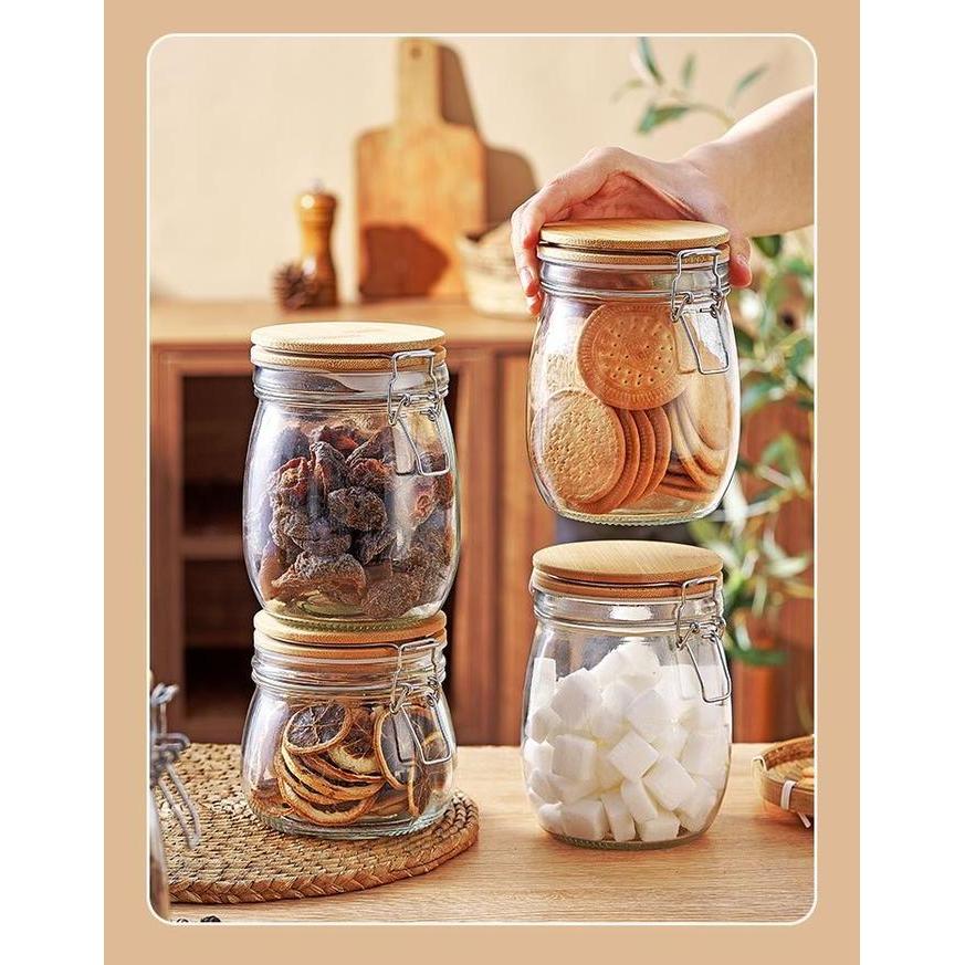 Toples Kaca Serbaguna Toples Kue Kacang Biji-bijian Toples Kaca Imlek Lebaran