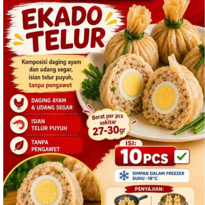 Ekado Telur Frozen Isi 10 Pcs Daging Ayam Udang Telur Puyuh
