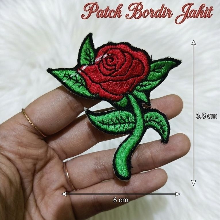 Patch Bordir Karakter Bunga Mawar