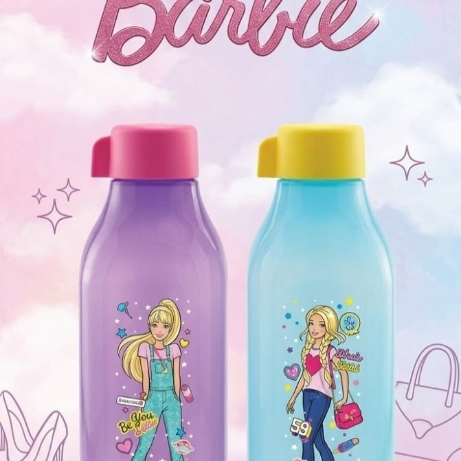 Tupperware Eco Bottle Square Barbie 1 Liter Botol Minum Anak Perempuan Karakter Original Murah