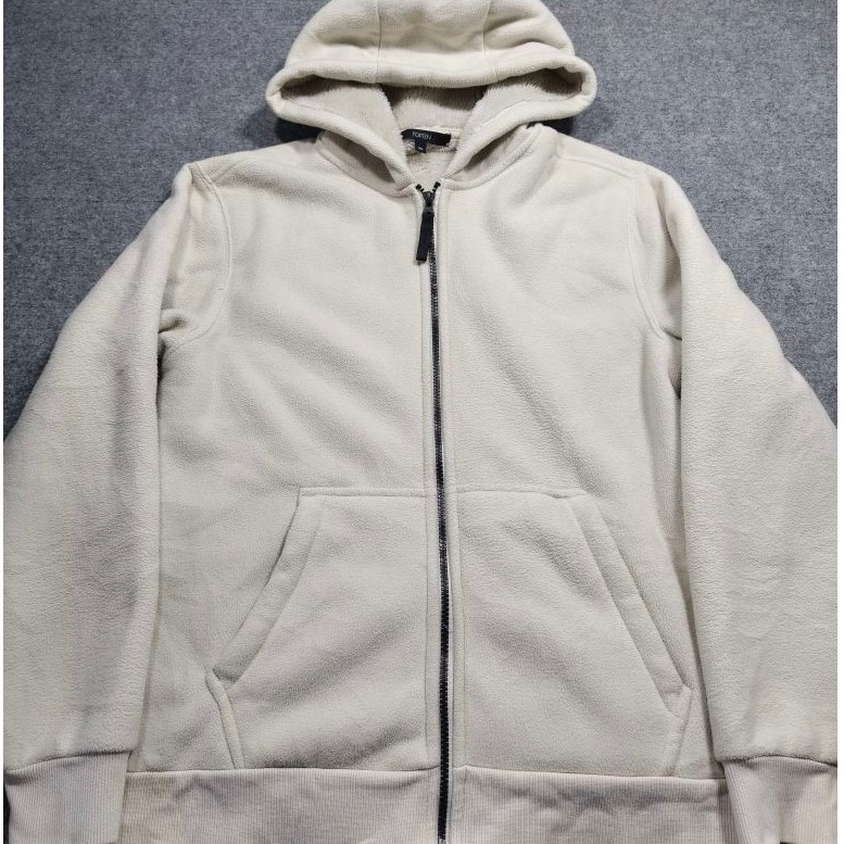 HOODIE ZIPPER SHERPA LUAR DALAM CUAKEP TOPTEN PUTIH SIZE M