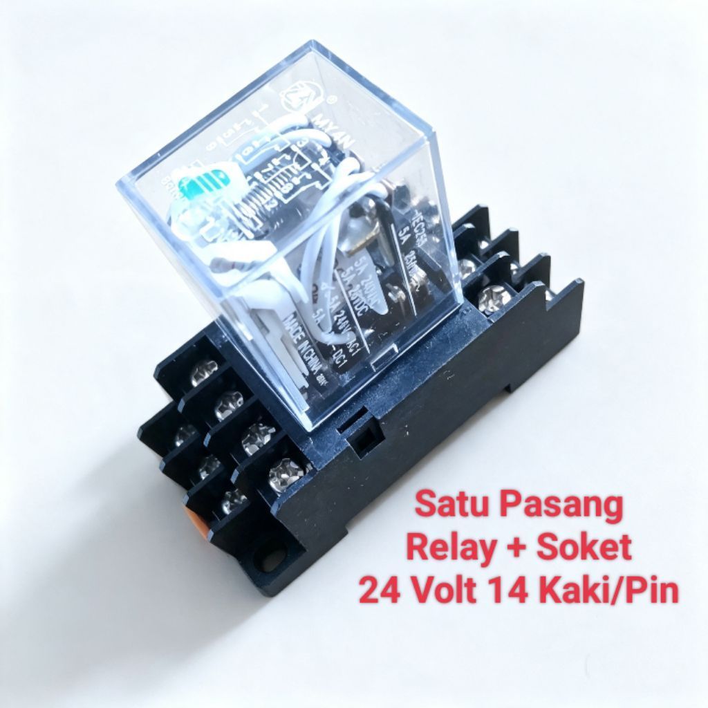 RELAY SOKET 14 PIN 24 VOLT SATU SET SOCKET RELAY DC 14 KAKI 24V