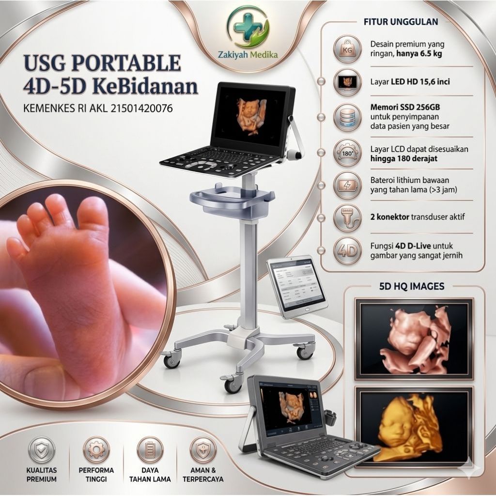 USG PORTABLE 4D - 5D Untuk Kebidanan VINNO A5 Diagnostic Ultrasound | USG Kebidanan Portable
