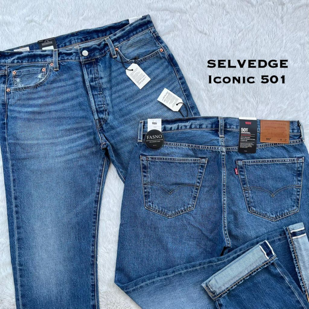 New ORIGINAL LVS 501 Ripped #SELVEDGE - Classic Blue Wash.