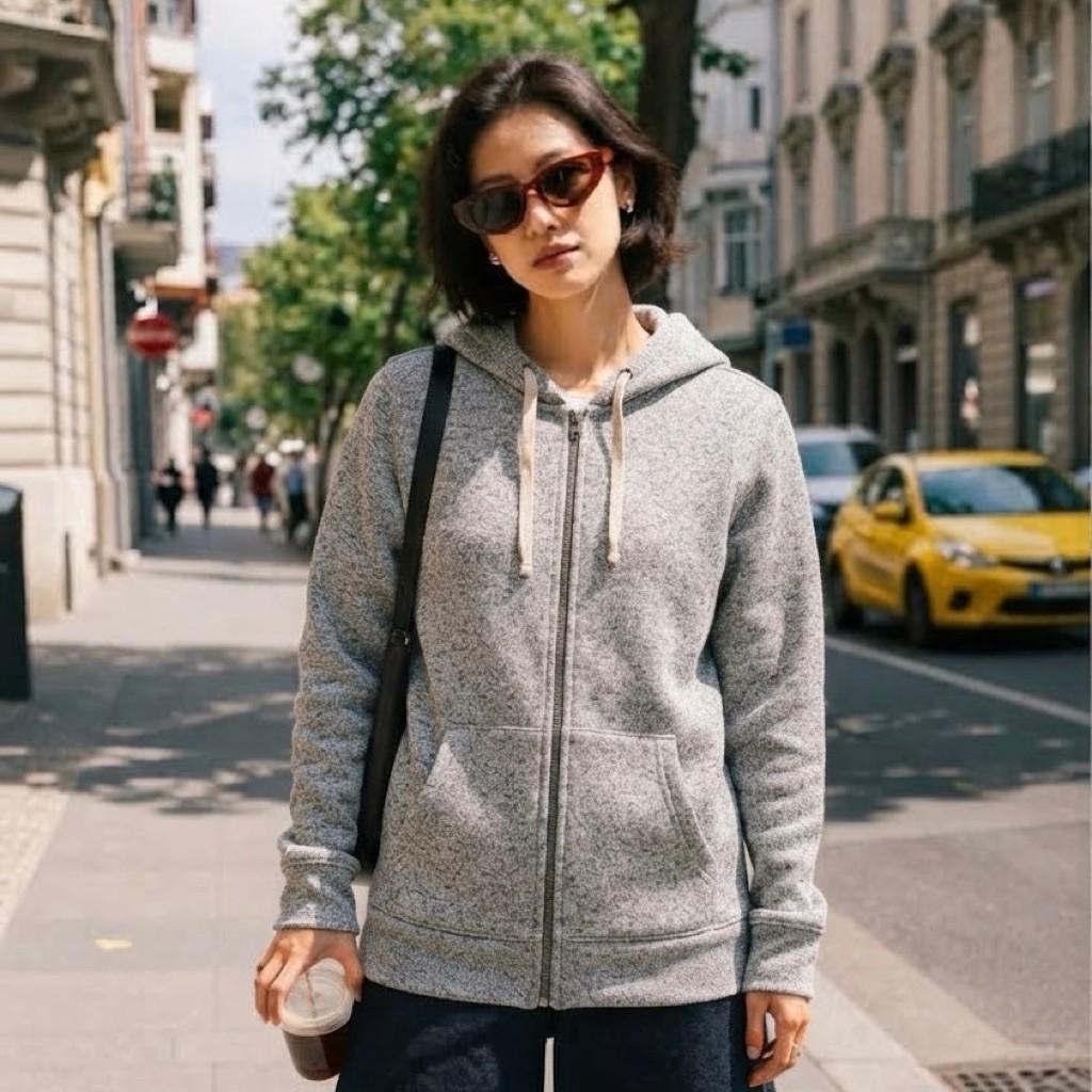 Zipper Hoodie Basic Uniqlo Second