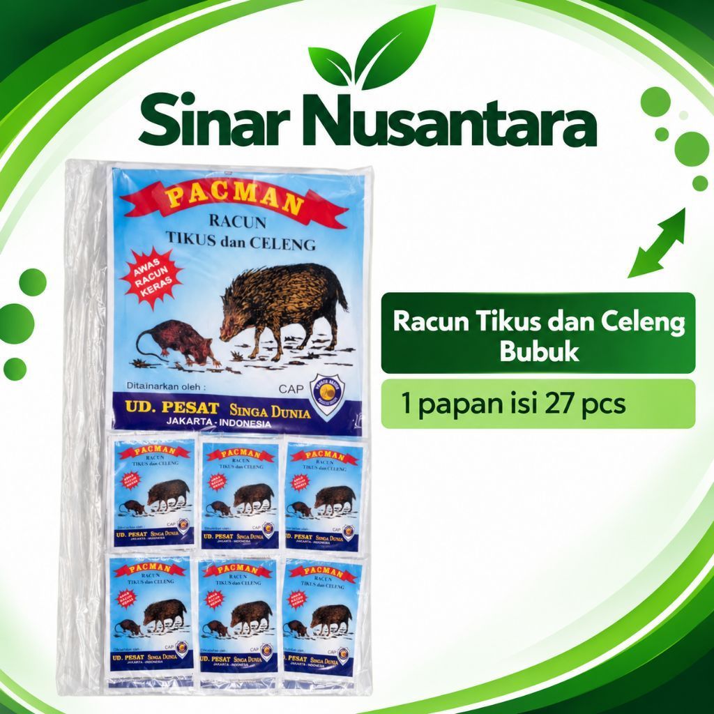 Racun Tikus & Celeng Pacman Bubuk 27 Pcs | Rodent Bait Powder | Pembasmi Tikus