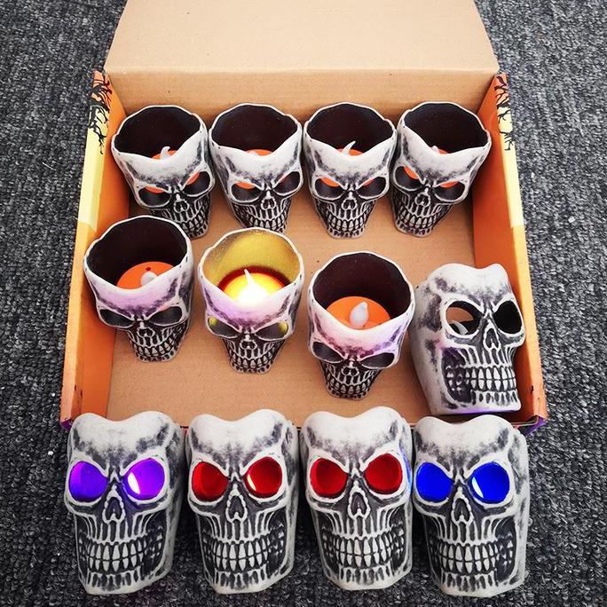 best produk] Lampu Skull Tengkorak Dekorasi Halloween Lampu Lilin Mata Nyala Murah