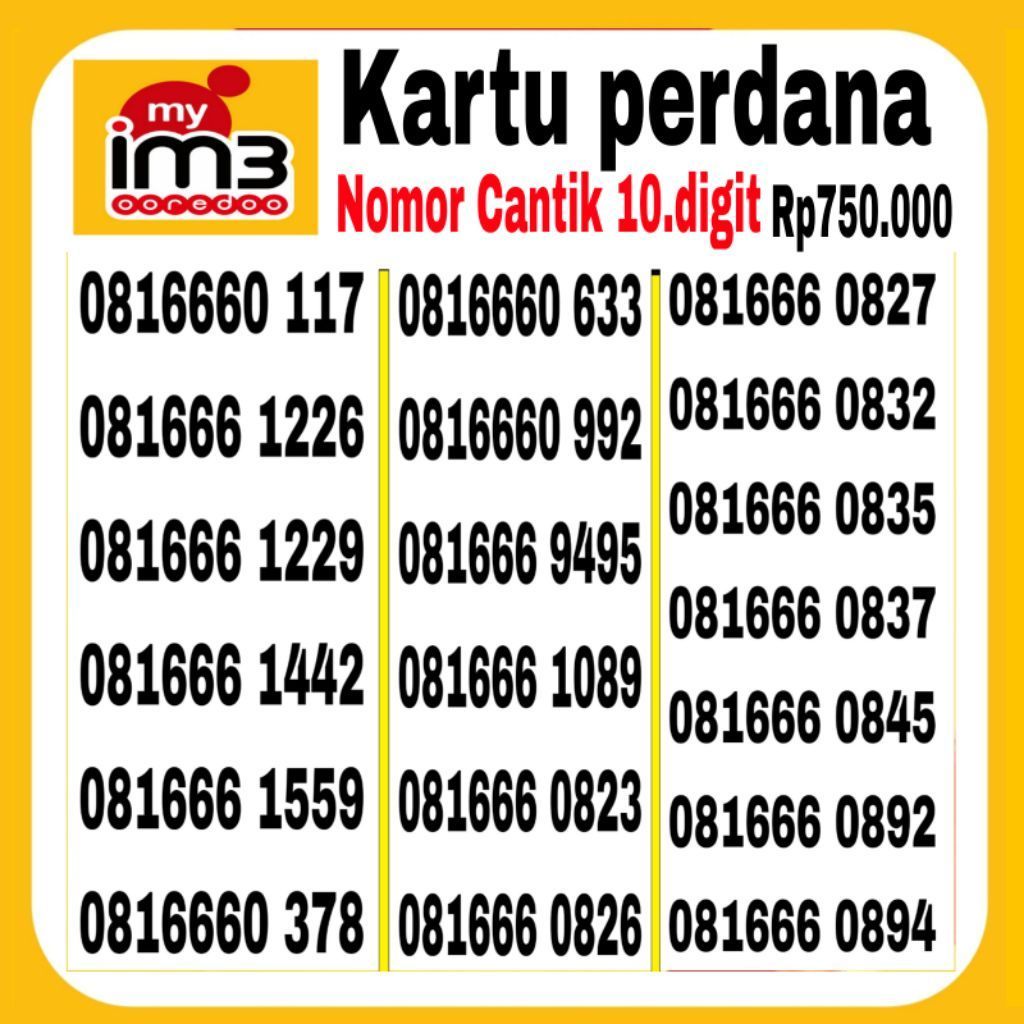Nomor Cantik Indosat kartu perdana Nomor Cantik Indosat 10 digit