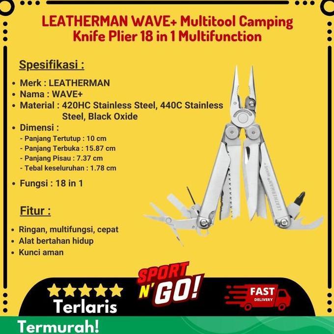 PREMIUM LEATHERMAN WAVE+ Multitool Camping Knife Plier 18 in 1 Multifunction