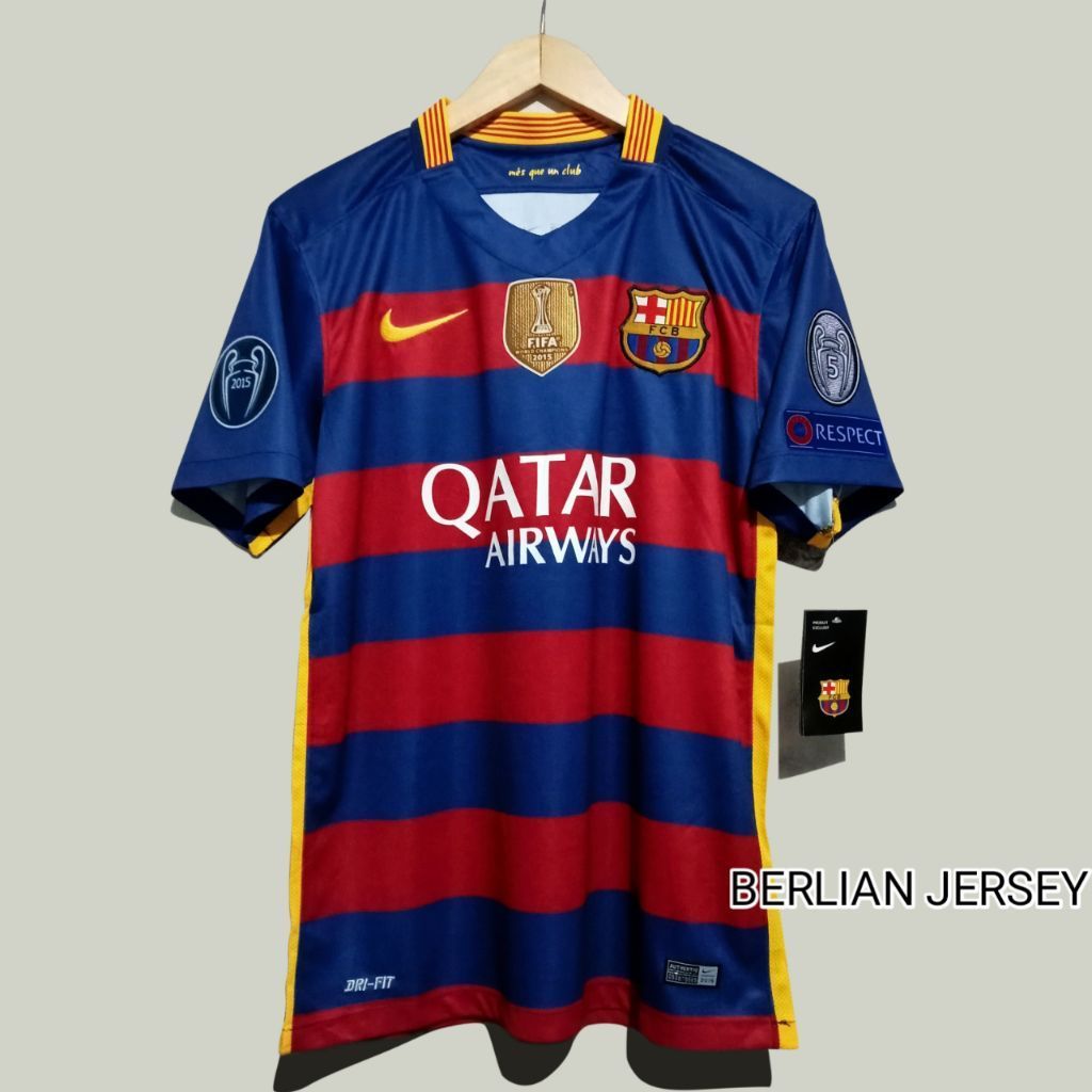 Jersey Barcelona Home 2015/2016 Grade Ori Full Patch Champions League