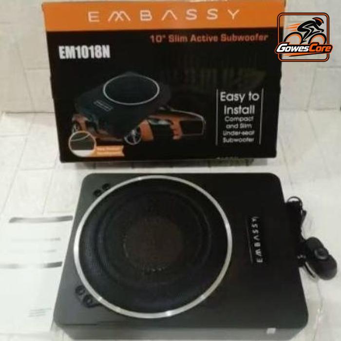 Subwoofer 10 inch aktif kolong jok embassy 10 inch 1018N