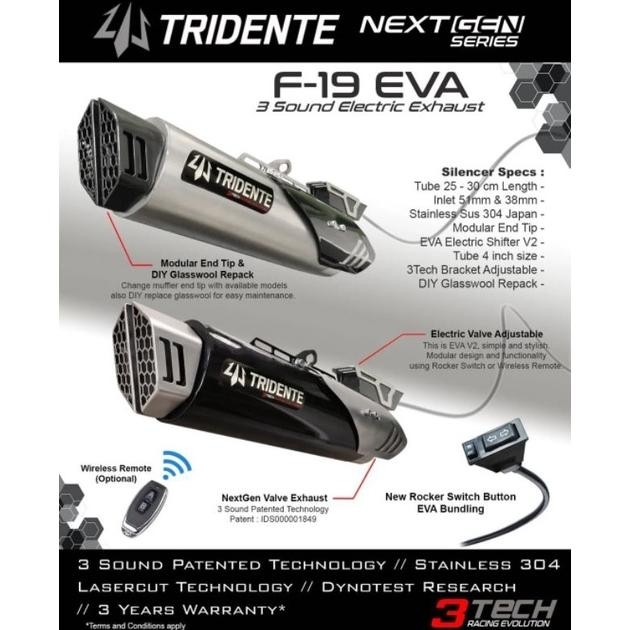 FULLSET TRIDENTE F19 NEXTGEN KNALPOT RACING 3TECH 3 SUARA Fullsystem ORIGINAL GARANSI RESMI
