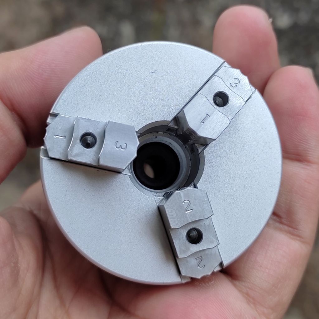 Mini chuck jaws mesin bubut 48mm lengkap adapter m12