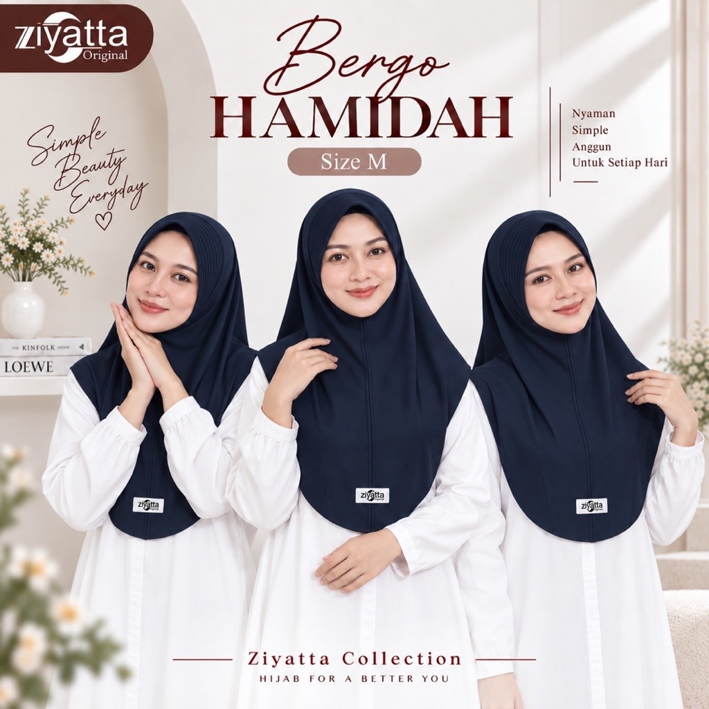 Jilbab Instan Kerudung Bergo Hamidah Size M Menutup Dada Jersey Korea