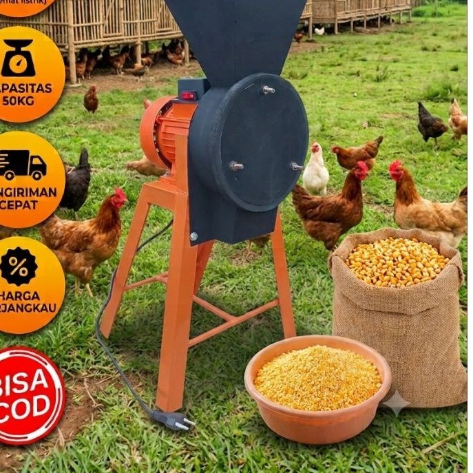 Mesin Giling Jagung Mini Listrik – Alat Penepung Pakan Ternak & Rumahan Serbaguna
