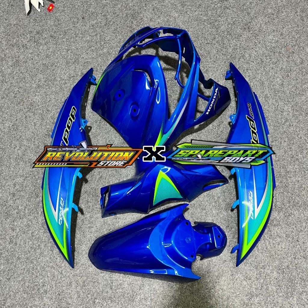 Cover full body halus Honda beat pop K61 warna biru muda plus striping tahun 2014 2015 2016 2017 201