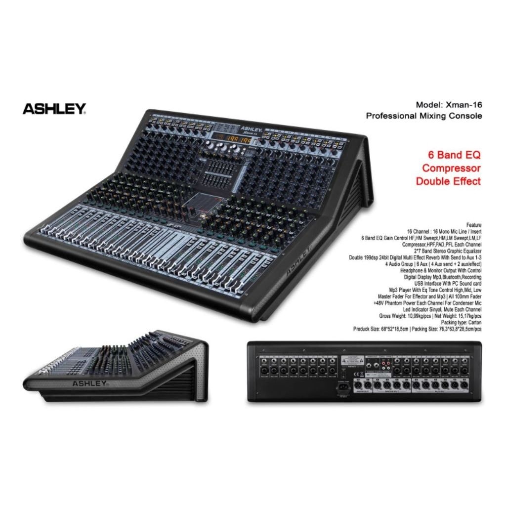 MIXER ASHLEY 16 CHANNEL DOUBLE EFEK ASHLEY XMAN16 XMAN 16 XMAN-16 ORIGINAL BERGARANSI RESMI ASHLEY