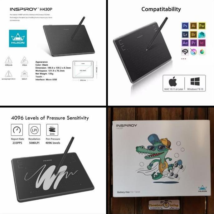 Huion H430P Graphic Drawing Tablet Design Signature OSU Tablet Gambar