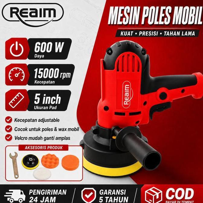 Reaim Mesin Poles Mobil 5 Inch 600W Mesin Poles Alat Poles Mobil Mesin Poles Rotary