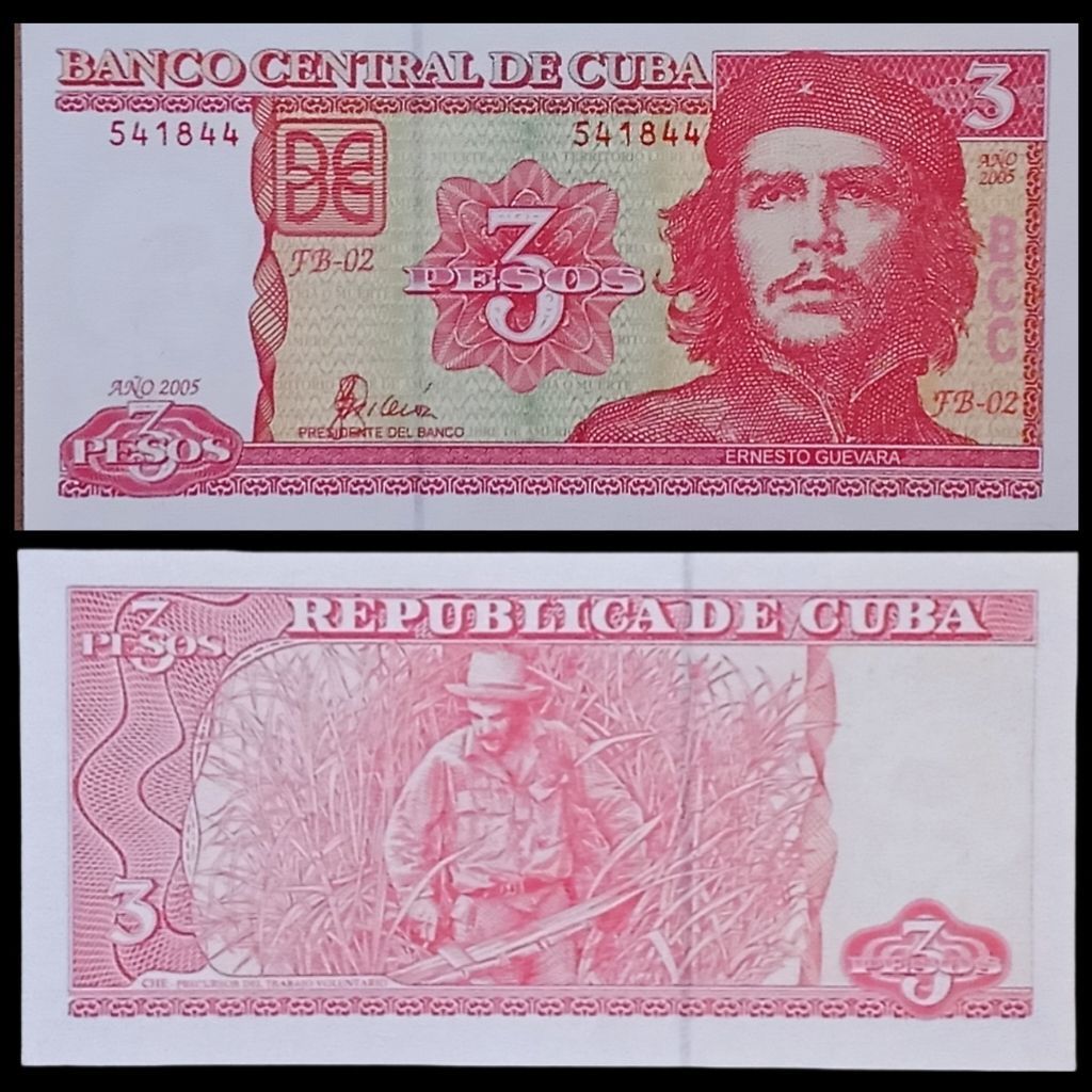 Uang Asing Kuba 3 Peso Tahun 2005 UNC Gress