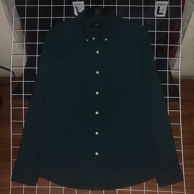 kemeja pria topten polos flanel lengan panjang preloved size M