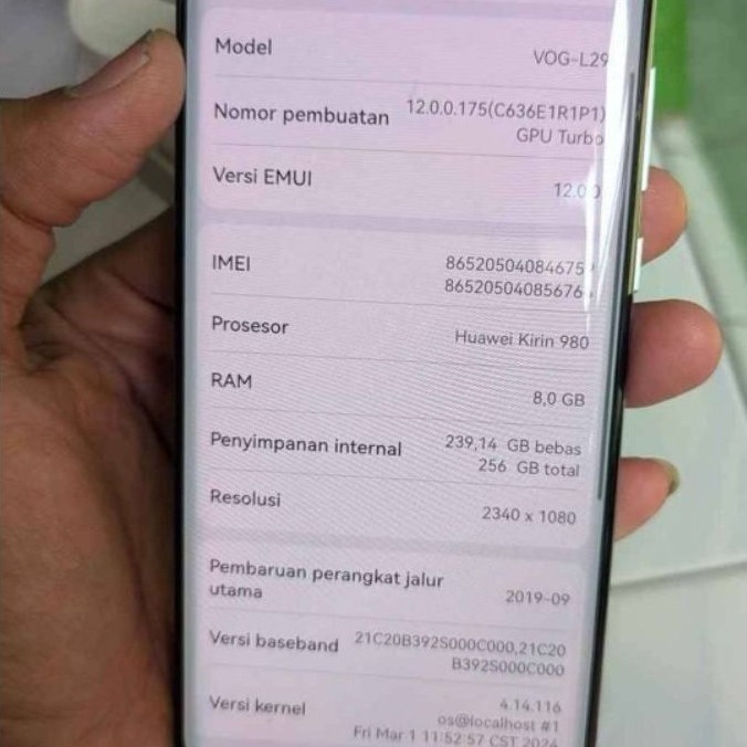 Huawei p30 pro ram 8/256GB (second minus)
