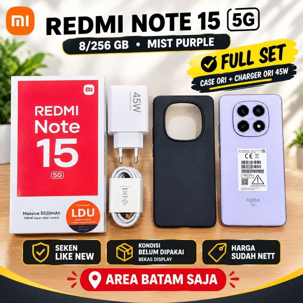 XIAOMI REDMINOTE 15 5G 8/256 GB MIST PURPLE [ SEKEN ] - BATAM
