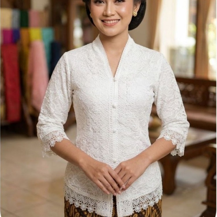 BAJU KEBAYA WANITA BAJU BROKAT BLUS BROKAT KANCING DEPAN LENGAN 7/8 BAHAN FULL BRUKAT KANCING DEPAN 