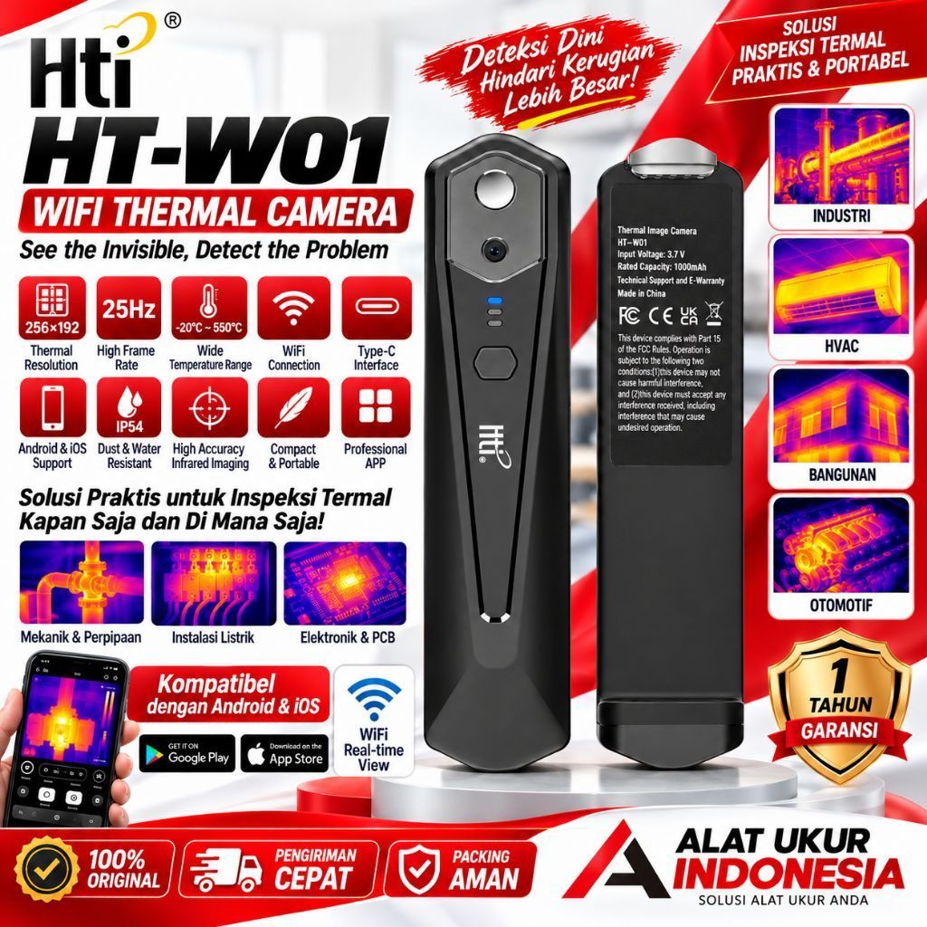 HTI HT-W01 WiFi Thermal Camera 256x192 25Hz -20 to 550C Infrared Imager Kamera Termal HP Android iOS