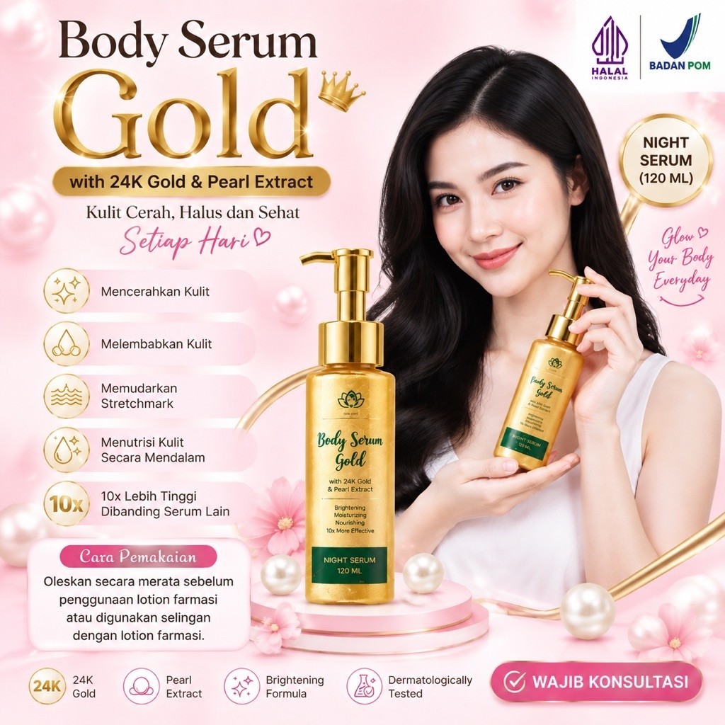 [BPOM] BODY SERUM GOLD - ELMI AESTHETIC CLINIC | BODY SERUM GOLD FH BEAUTY | PEMUTIH BADAN DOSIS TIN