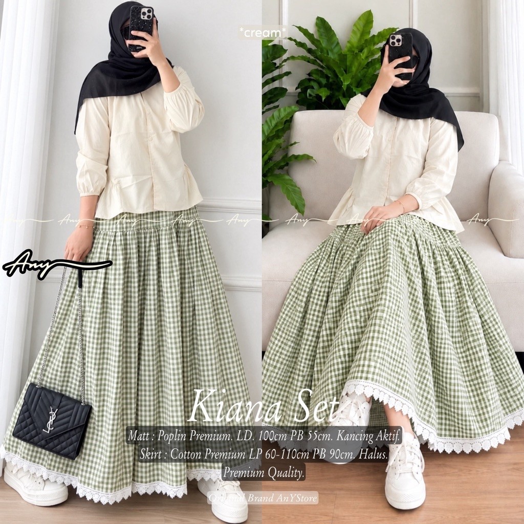 KIANA SET ORIGINAL BY ANY STORE oneset setrok setelan atasan blouse poplin premium polos basic dan r