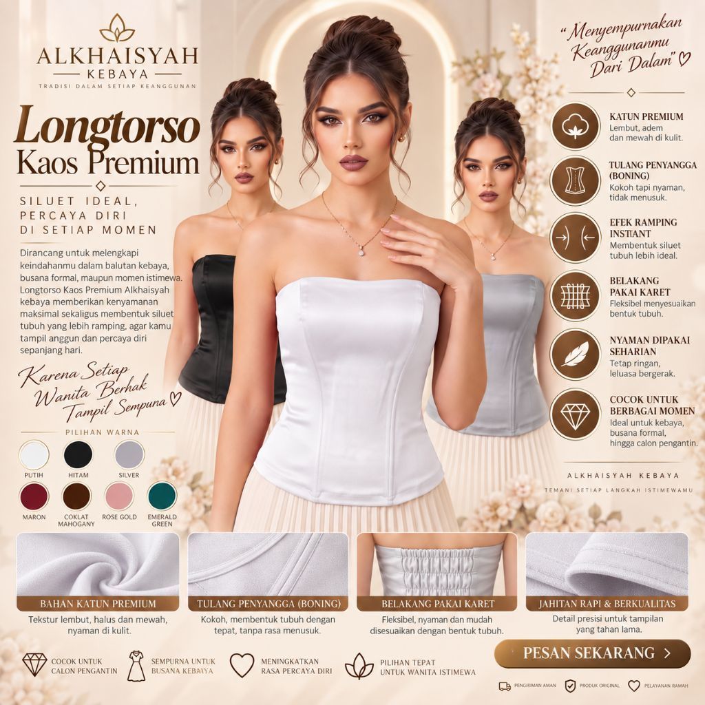 Longtorso kaos / kemben dalaman kebaya / Korset / Kamisol