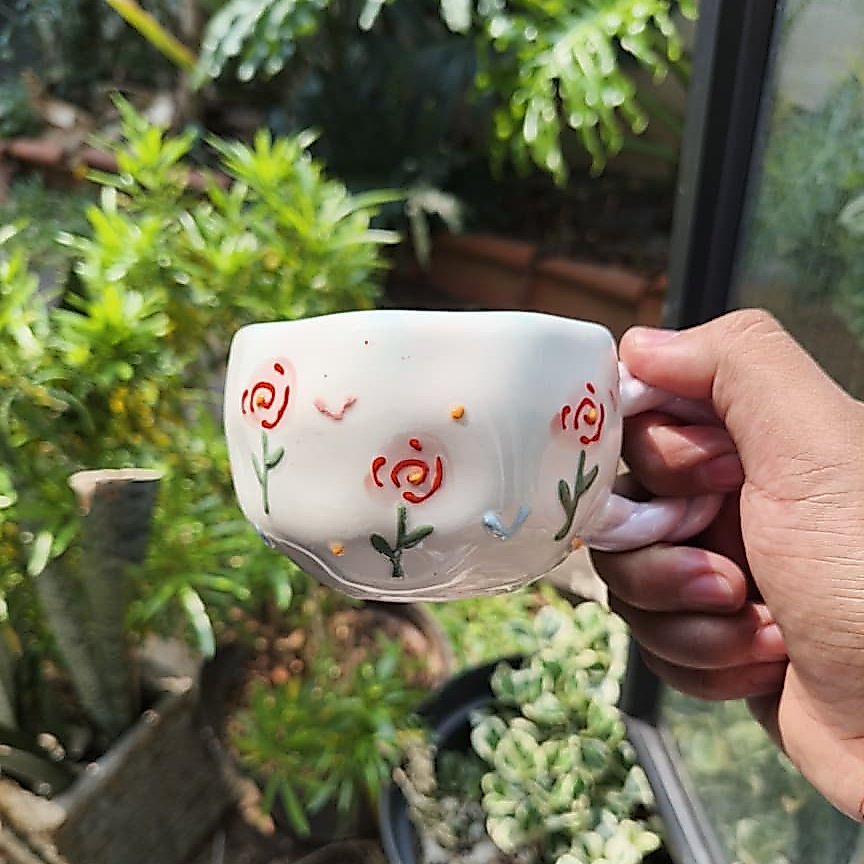 Cangkir / Mug Keramik Motif Bunga