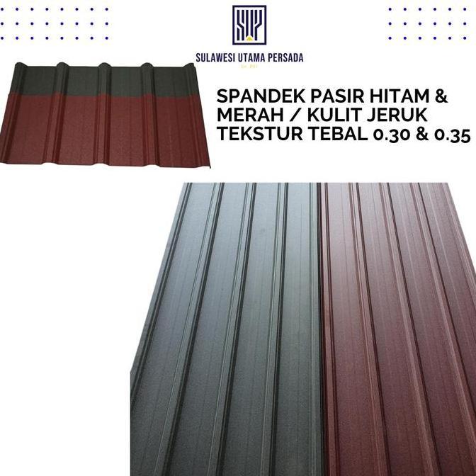 Ready oke] atap spandek tekstur hitam pasir/kulit jeruk  harga per meter