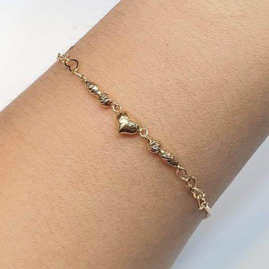 Gelang Rantai Emas Model Serut Hati 1.78 Gram 700 16k (RH455)