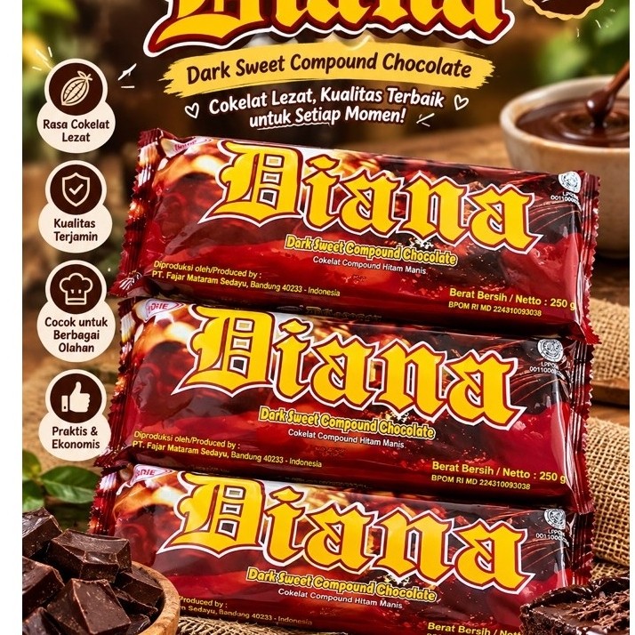 LAGIE DIANA DARK COKLAT 250GR / COKLAT BATANG