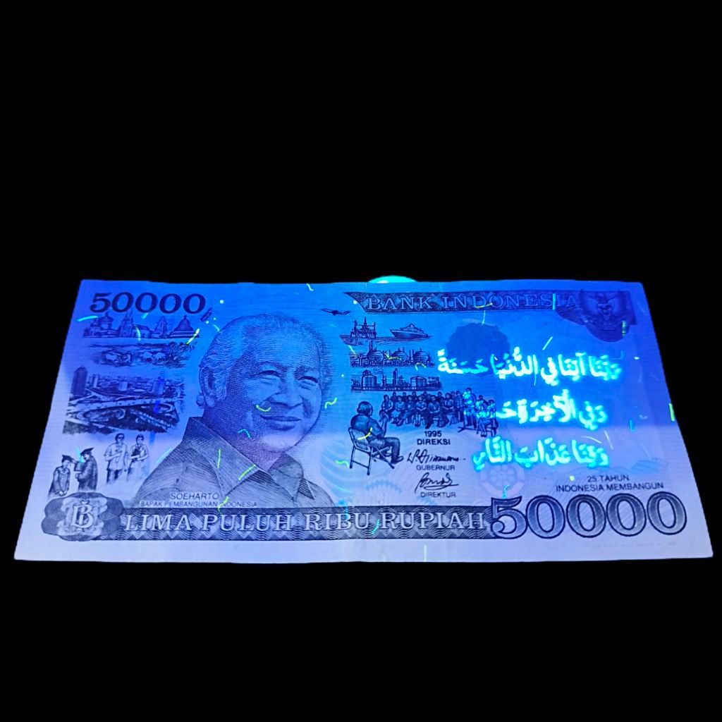 Koleksi Uang Kertas Kuno Rp50.000 Soeharto Berkaligrafi Arab Tahun 1995 Asli