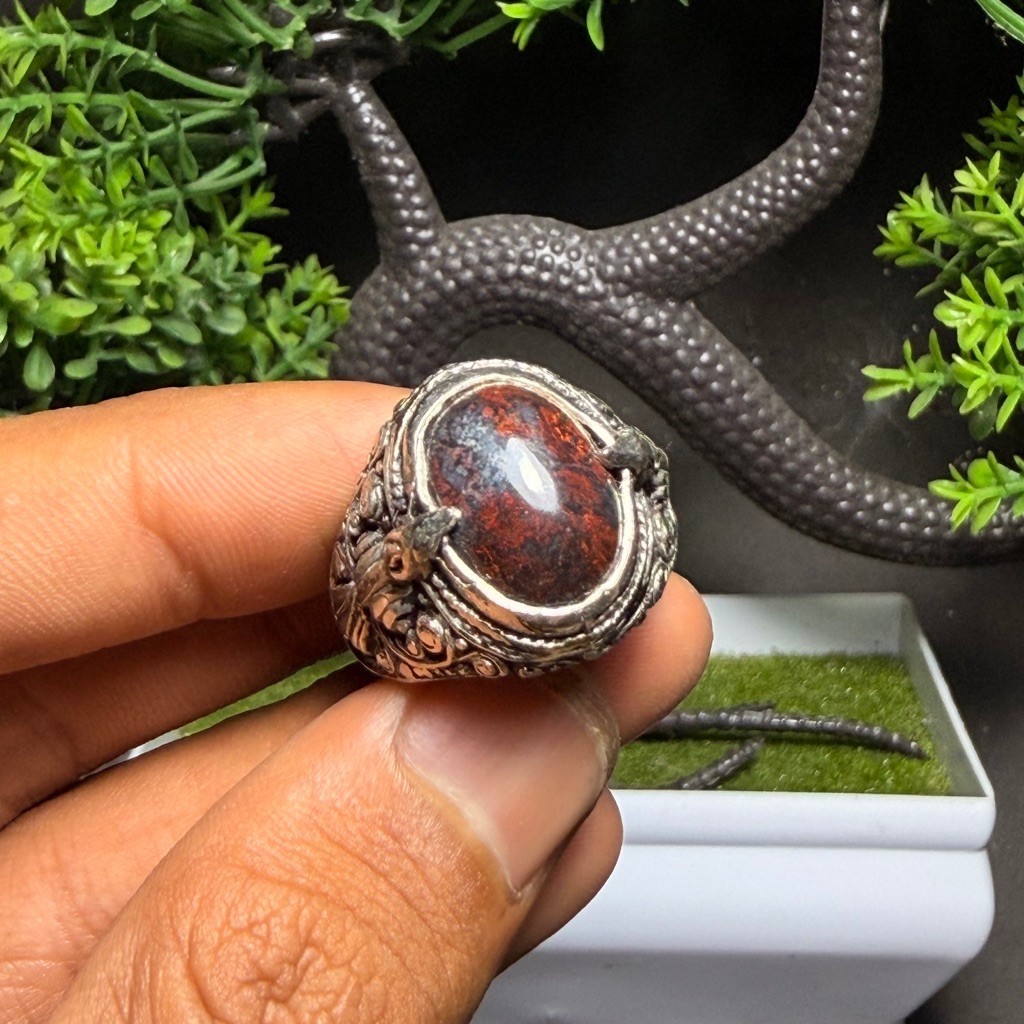 batu cincin badar besi kebumen / badar besi merah cabe ring alpaka